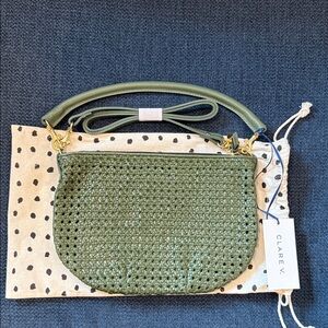 Clare V. Rattan Petit Moyen Messenger In Army NWT
